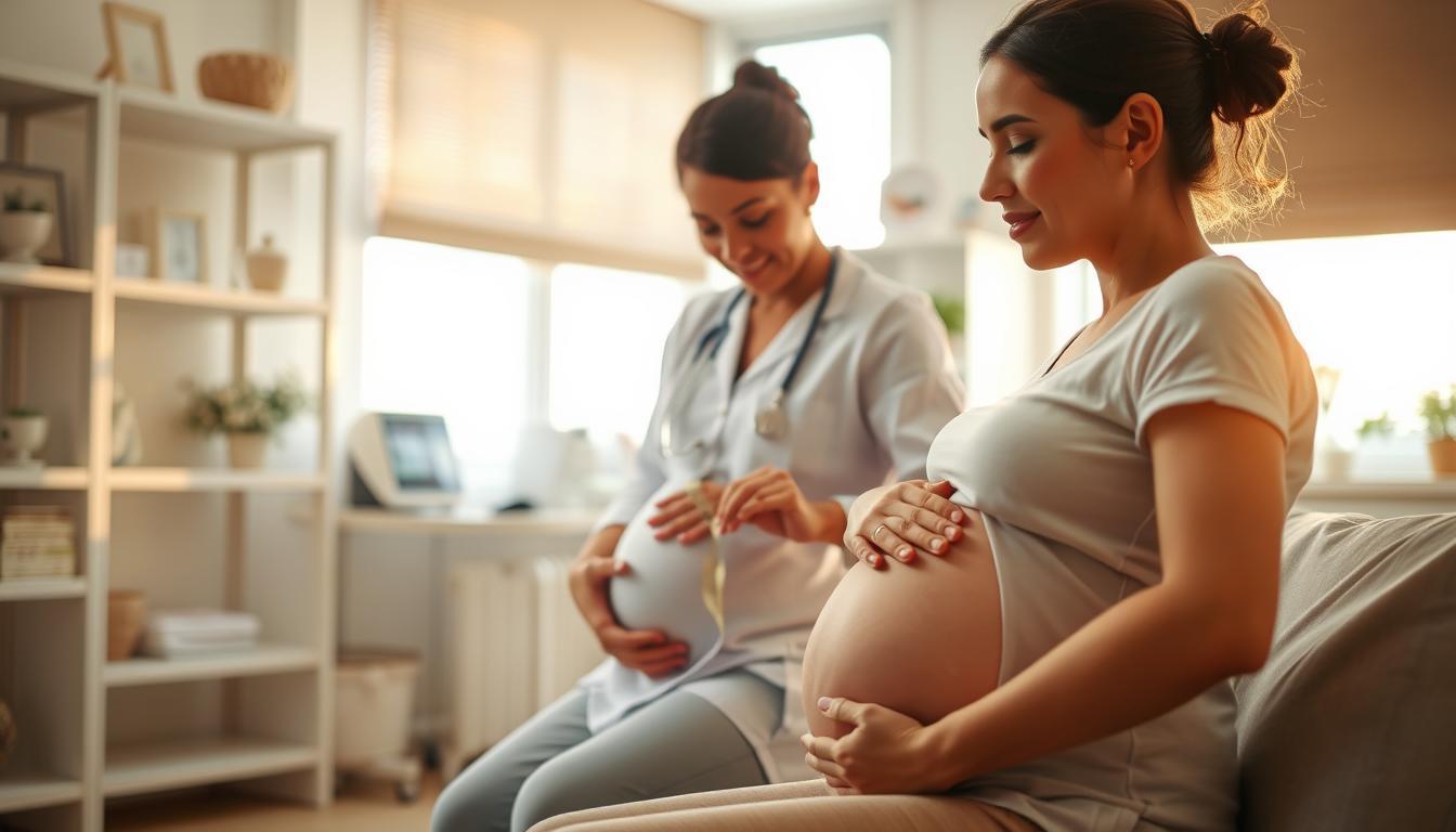 A detailed illustration of the various types of childbirth and their respective characteristics. In the foreground, a central figure depicting the silhouette of a pregnant woman, with a soft, diffused lighting capturing the delicate contours of her body. In the middle ground, three distinct birthing scenarios are illustrated - a natural birth, a cesarean section, and a humanized birth, each with its own unique set of visual cues and medical instrumentation. The background features a serene, muted palette, evoking a sense of calm and contemplation. The overall composition conveys a balanced, informative, and visually striking representation of the different childbirth options and their key features. Gestação e Parto