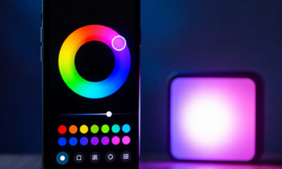 Lanterna com cores RGB e padrões de luz para iPhone